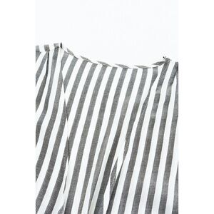 Azura Exchange  Wide Kimono Sleeves Tie Front Striped Romper with Pockets